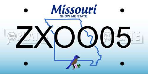 ZXOO05 Missouri License Plate