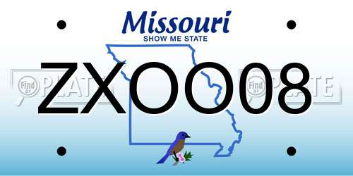 ZXOO08 Missouri License Plate