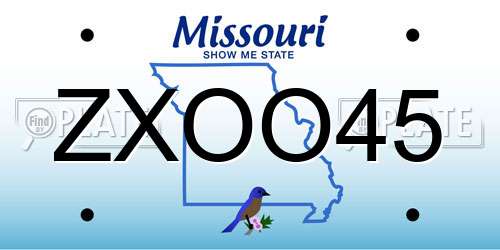 ZXOO45 Missouri License Plate