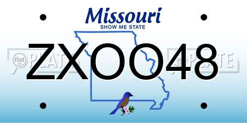 ZXOO48 Missouri License Plate