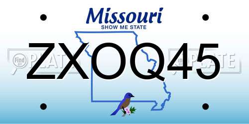 ZXOQ45 Missouri License Plate