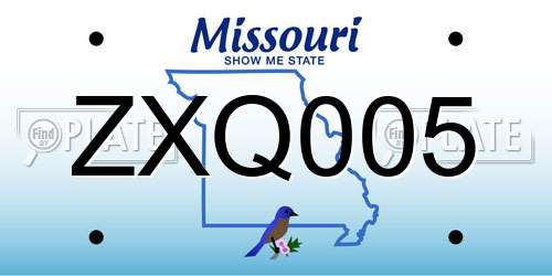 ZXQ005 Missouri License Plate
