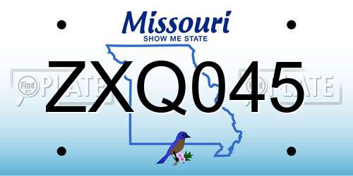 ZXQ045 Missouri License Plate