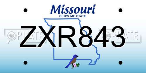 ZXR843 Missouri License Plate