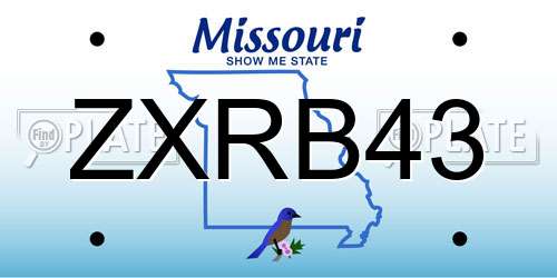 ZXRB43 Missouri License Plate