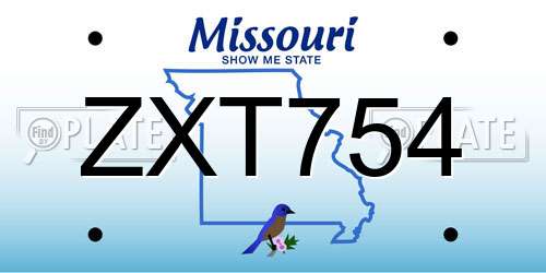 ZXT754 Missouri License Plate