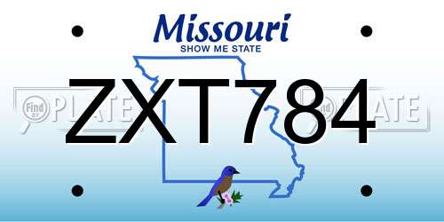 ZXT784 Missouri License Plate