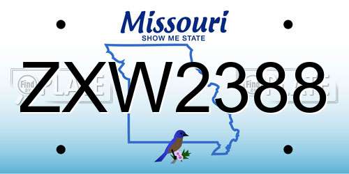 ZXW2388 Missouri License Plate