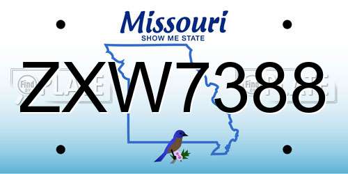 ZXW7388 Missouri License Plate