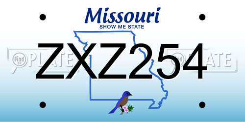 ZXZ254 Missouri License Plate