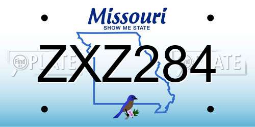 ZXZ284 Missouri License Plate