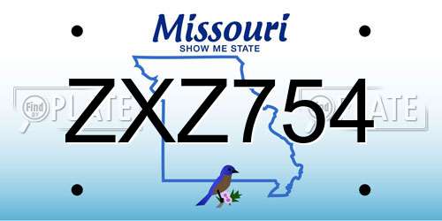 ZXZ754 Missouri License Plate