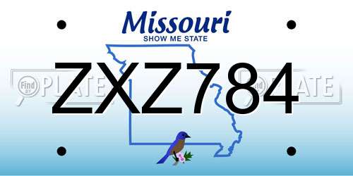 ZXZ784 Missouri License Plate