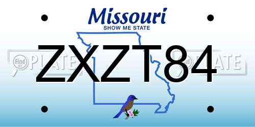 ZXZT84 Missouri License Plate