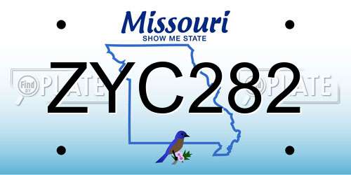 ZYC282 Missouri License Plate