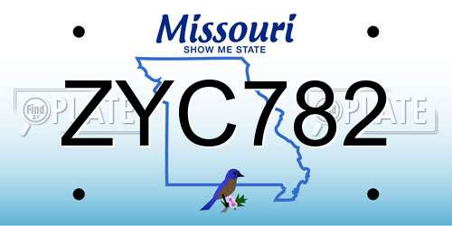 ZYC782 Missouri License Plate