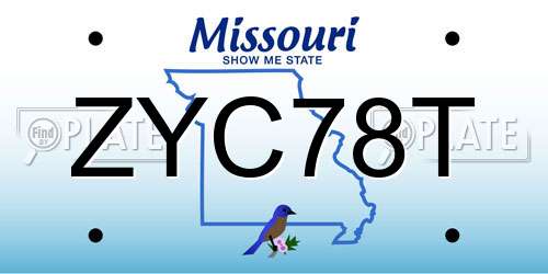 ZYC78T Missouri License Plate