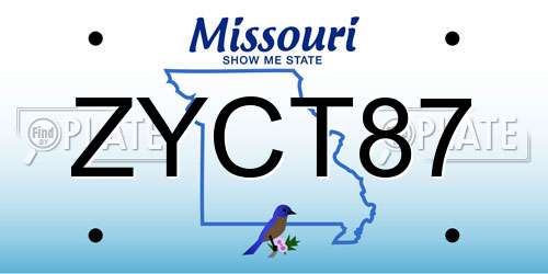 ZYCT87 Missouri License Plate
