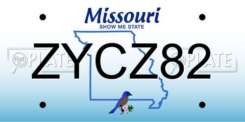 ZYCZ82 Missouri License Plate