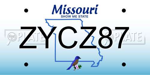 ZYCZ87 Missouri License Plate