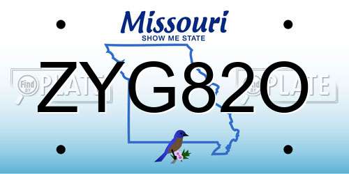 ZYG82O Missouri License Plate