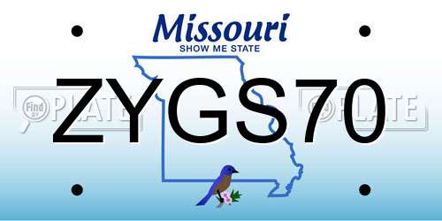 ZYGS70 Missouri License Plate
