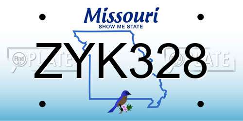 ZYK328 Missouri License Plate
