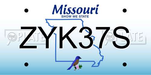 ZYK37S Missouri License Plate
