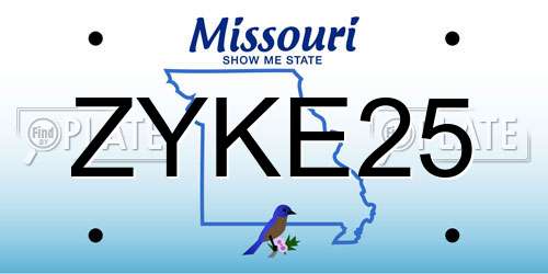 ZYKE25 Missouri License Plate