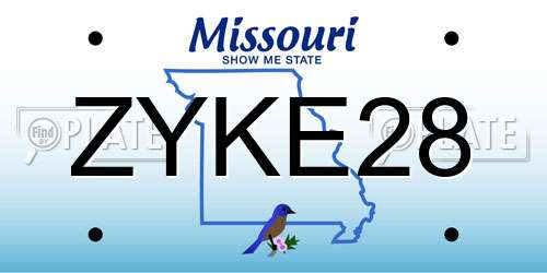 ZYKE28 Missouri License Plate