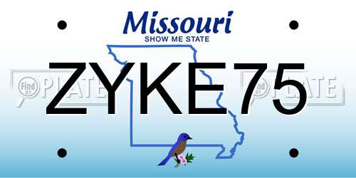 ZYKE75 Missouri License Plate