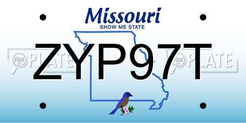 ZYP97T Missouri License Plate