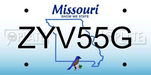 ZYV55G Missouri License Plate