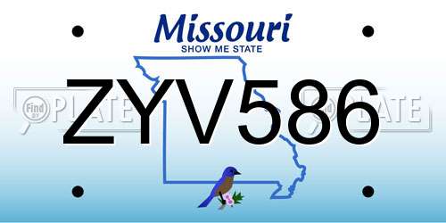 ZYV586 Missouri License Plate