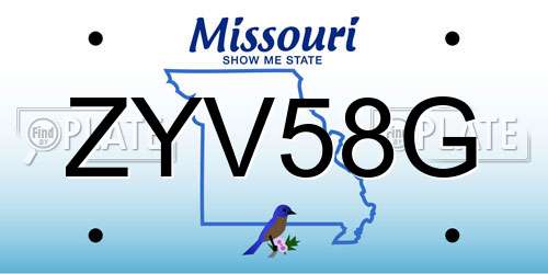 ZYV58G Missouri License Plate