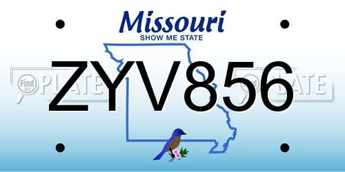ZYV856 Missouri License Plate