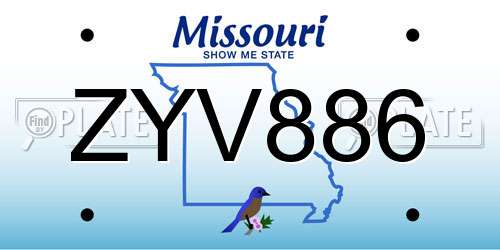 ZYV886 Missouri License Plate