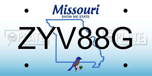 ZYV88G Missouri License Plate
