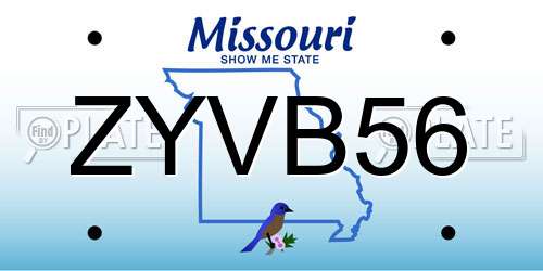 ZYVB56 Missouri License Plate