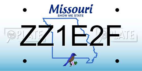 ZZ1E2F Missouri License Plate