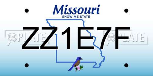 ZZ1E7F Missouri License Plate