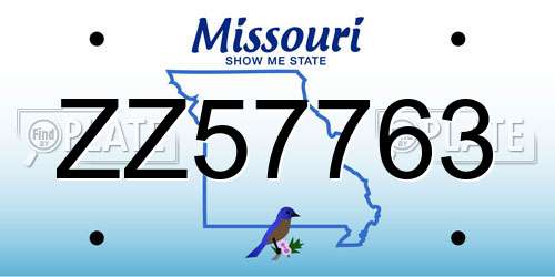 ZZ57763 Missouri License Plate