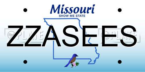 ZZASEES Missouri License Plate