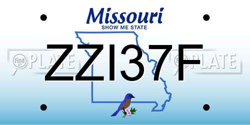ZZI37F Missouri License Plate