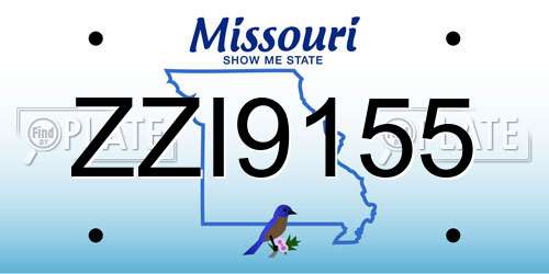 ZZI9155 Missouri License Plate