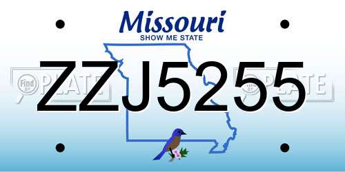 ZZJ5255 Missouri License Plate