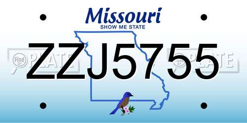 ZZJ5755 Missouri License Plate