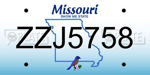 ZZJ5758 Missouri License Plate