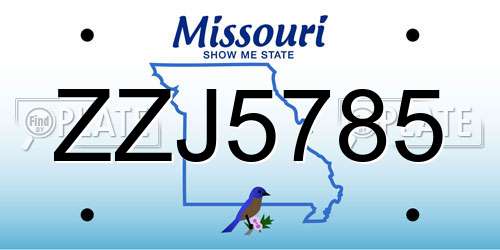 ZZJ5785 Missouri License Plate