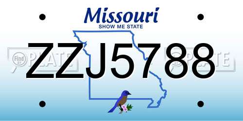 ZZJ5788 Missouri License Plate
